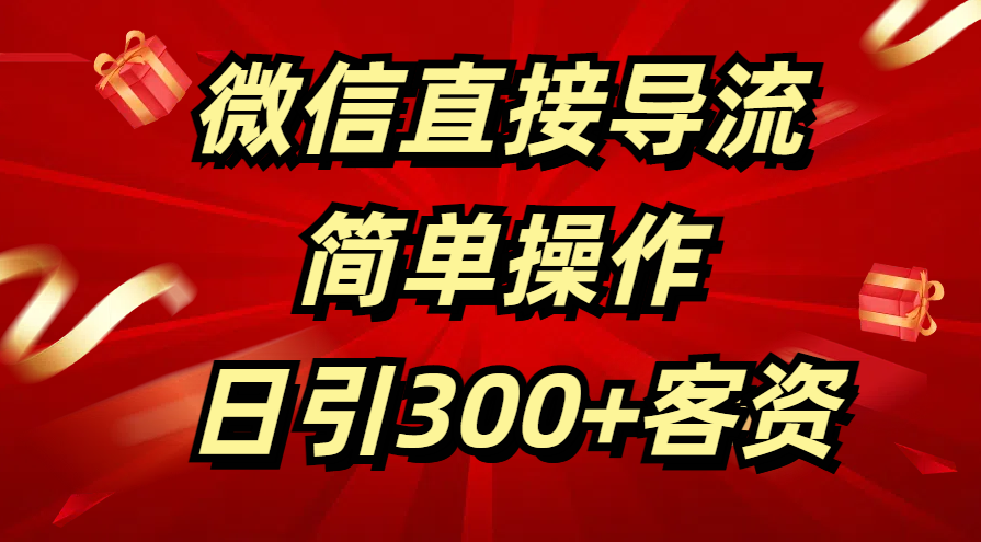 微信直接导流 简单操作 日引300+客资-码豆资源站
