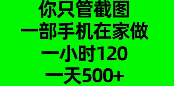 你只管截图,一部手机在家做,一小时120,一天500+-码豆资源站