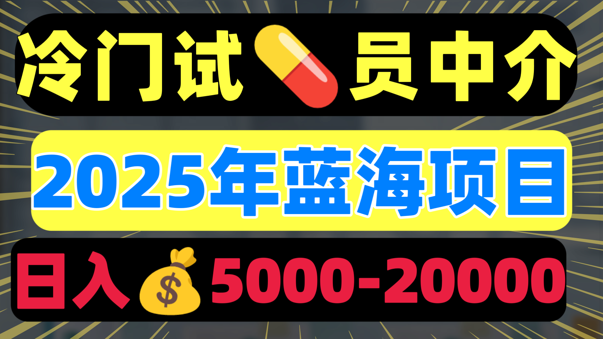 冷门暴力试药员中介日入5000+-码豆资源站