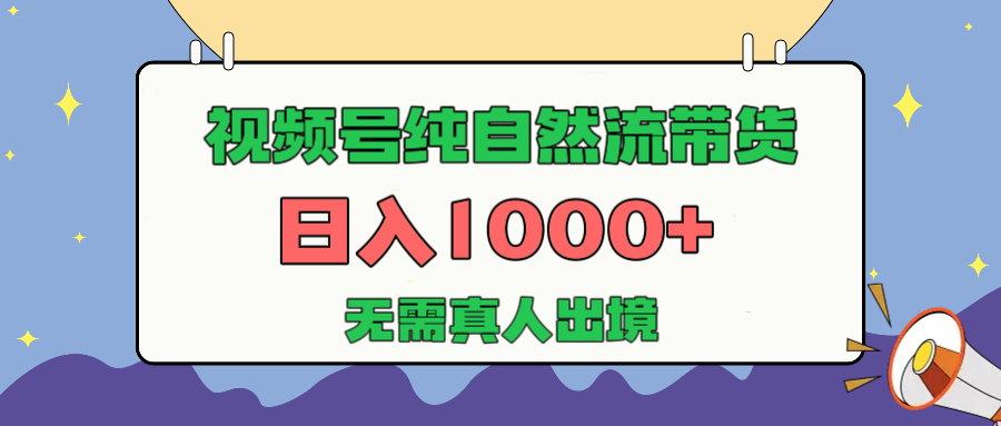 视频号纯自然流带货，日入1000+，无需真人出境，新手小白也可操作-码豆资源站