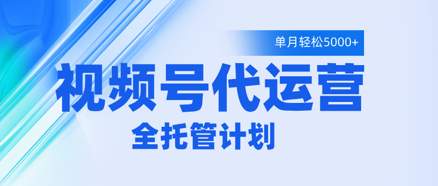 视频号代运营2.0，全程托管招募，单月轻松变现5000+-码豆资源站