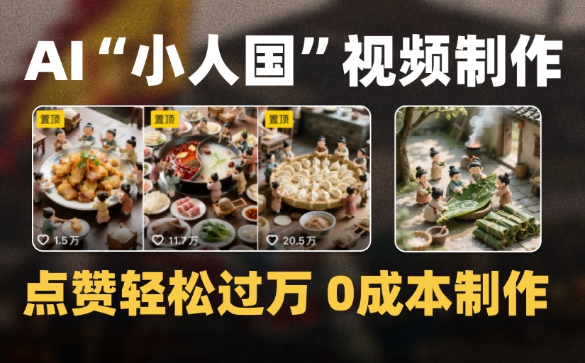 爆款1000W+微缩景观迷你小人国AI视频，0成本制作全流程教学-码豆资源站