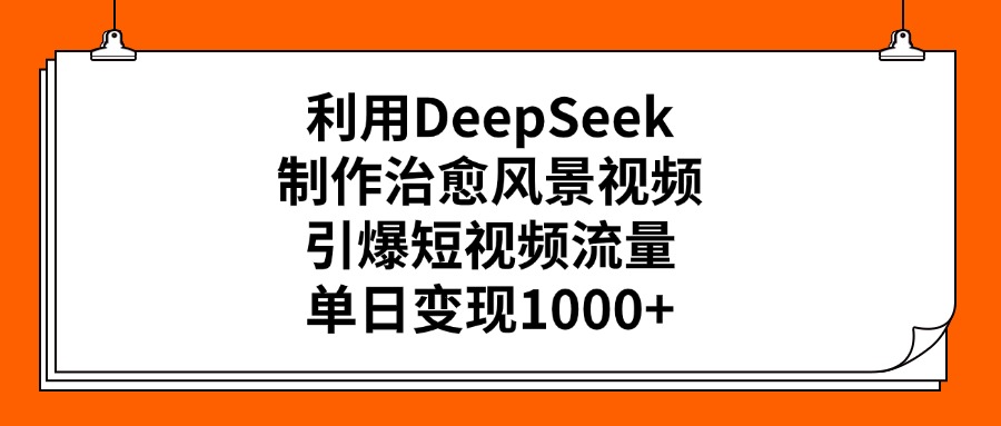 利用DeepSeek制作,治愈风景视频,引爆短视频流量,单日变现1000+-码豆资源站