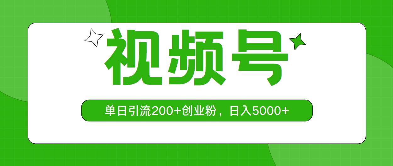 视频号，单日引流200+创业粉，日入5000+-码豆资源站