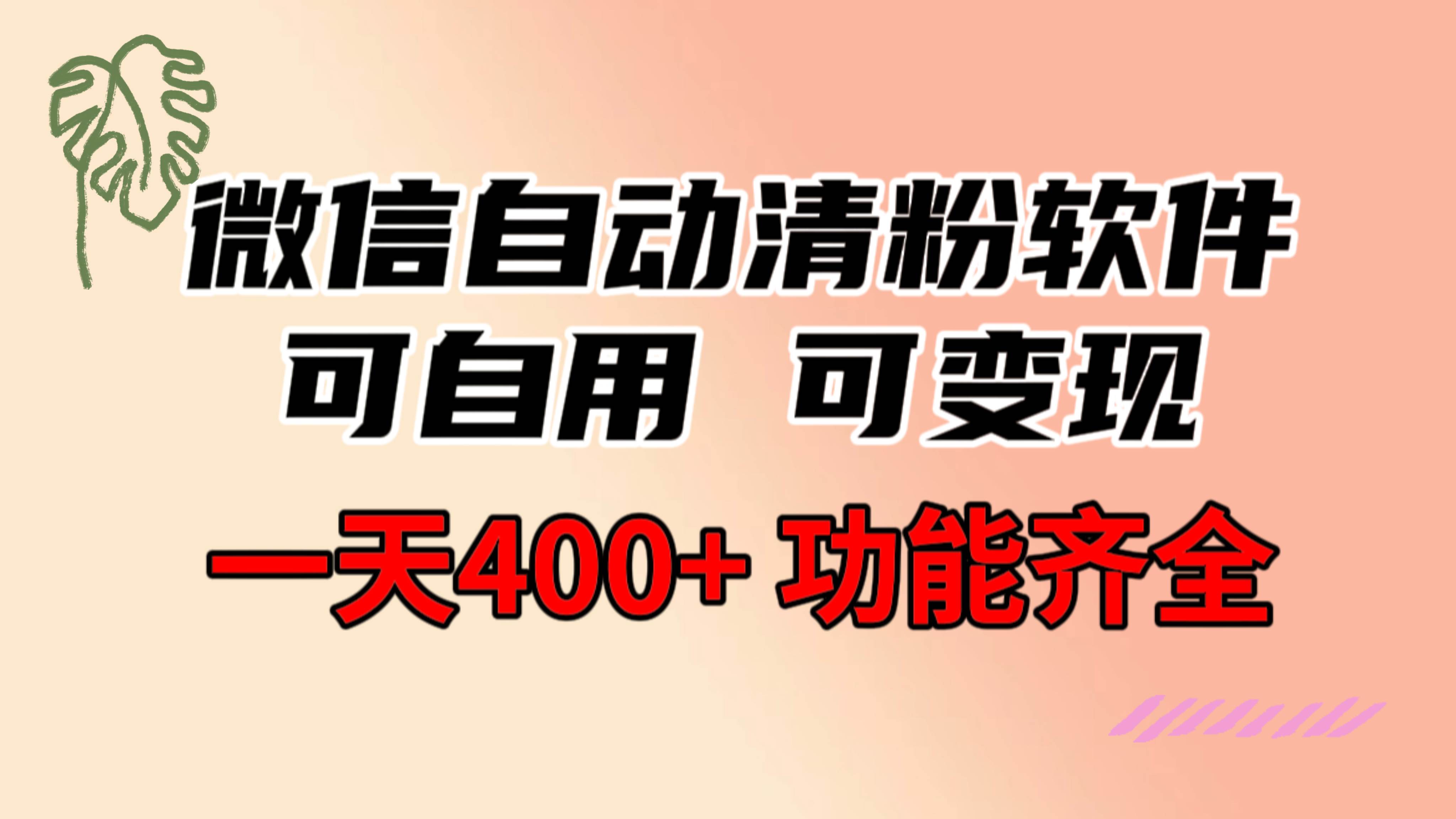 功能齐全的微信自动清粉软件，可自用可变现，一天400+，0成本免费分享-码豆资源站