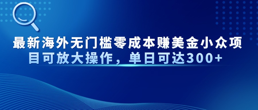 最新海外无门槛美金小众项目可放大操作，单日可达300+-码豆资源站