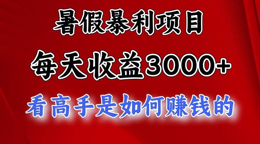 暑假暴利项目，每天收益3000+ 努努力能达到5000+，暑假大流量来了-码豆资源站