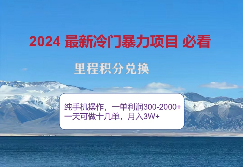 2024惊爆冷门暴利!出行高峰来袭,里程积分,高爆发期,一单300+—2000+,月入过万不是梦!-码豆资源站