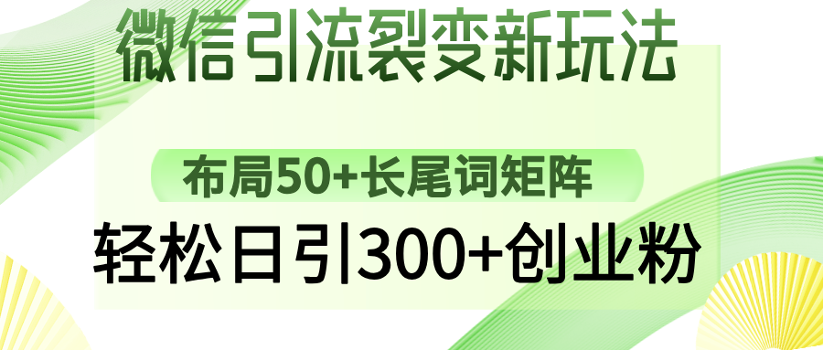 微信引流裂变新玩法：布局50+长尾词矩阵，轻松日引300+创业粉-码豆资源站