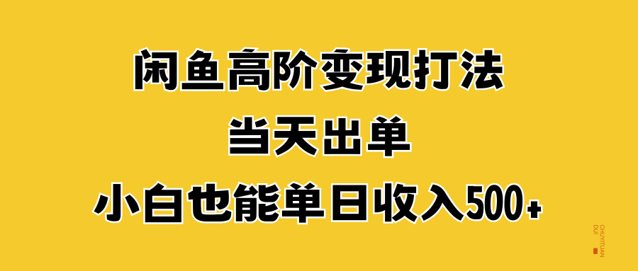 闲鱼高阶变现打法，当天出单，小白也能单日收入500+-码豆资源站