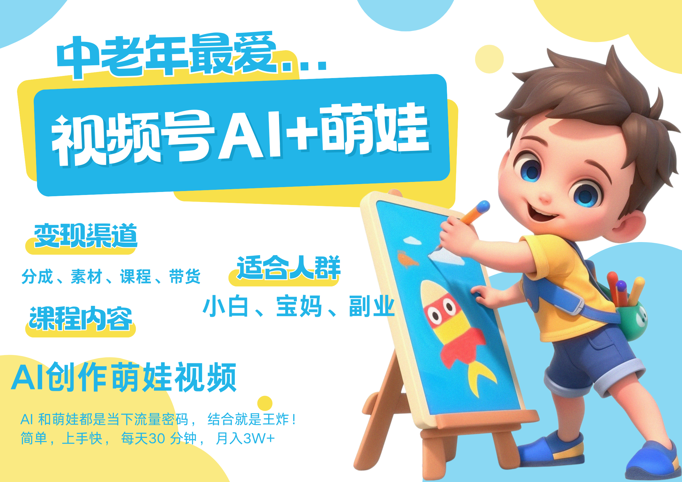 萌娃,又一爆款密码,小白3步上手,爆款率80%,每天十分钟,轻松AI变现萌娃搞钱,带货、素材、分成都非常猛,泼天流量,发布就爆!月入5W,抓紧学!-码豆资源站