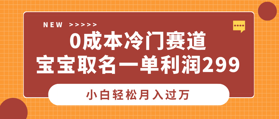 0成本冷门赛道，宝宝取名一单利润299，小白轻松月入过万-码豆资源站