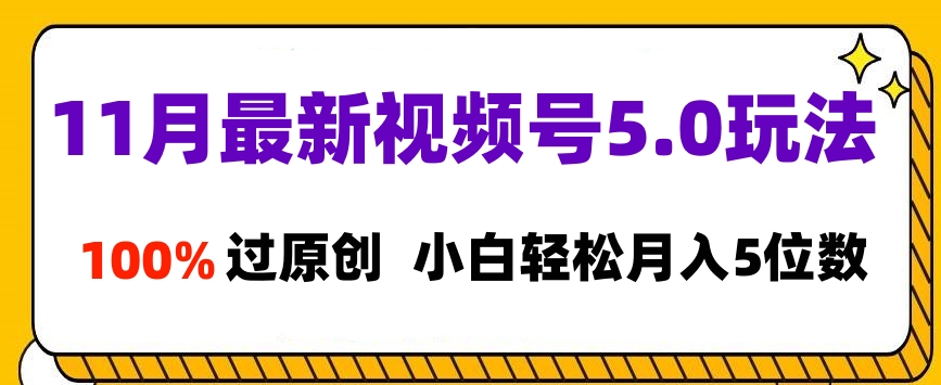 11月最新视频号5.0玩法,100%过原创,小白轻松月入5位数-码豆资源站