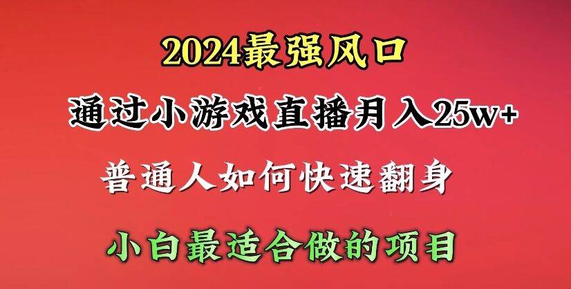 2024年最强风口，通过小游戏直播月入25w+单日收益5000+小白最适合做的项目-码豆资源站