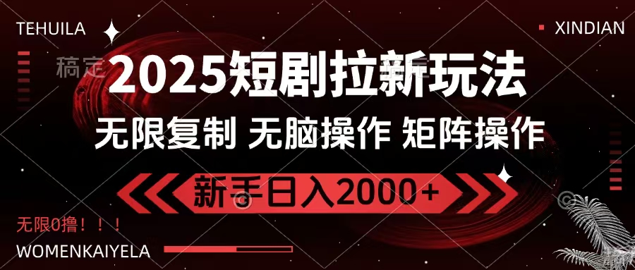 2025短剧拉新玩法,无需注册登录,无限0撸,无脑批量操作日入2000+-码豆资源站