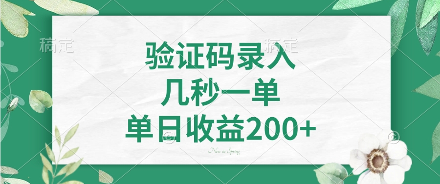验证码录入，看图识字，几秒一单，单日收益200+-码豆资源站