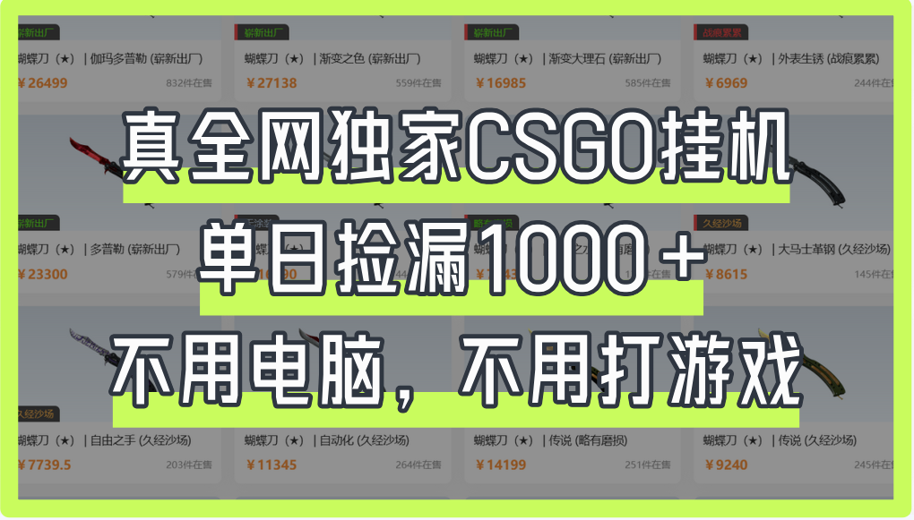 真全网独家CSGO挂机，单日捡漏1000+-码豆资源站