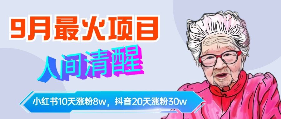 9月最火项目,人间清醒柒奶奶,10天小红薯涨粉8w+,单篇笔记报价1400.-码豆资源站