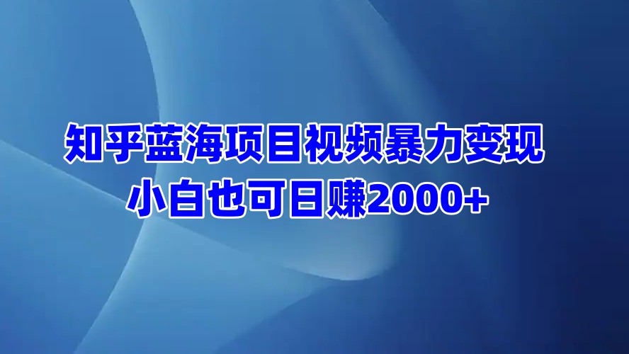 知乎蓝海项目视频暴力变现  小白也可日赚2000+-码豆资源站