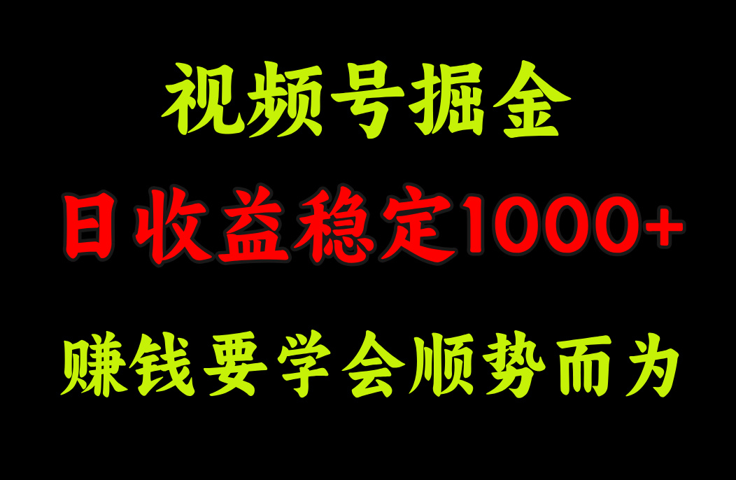 视频号掘金，单日收益稳定在1000+-码豆资源站