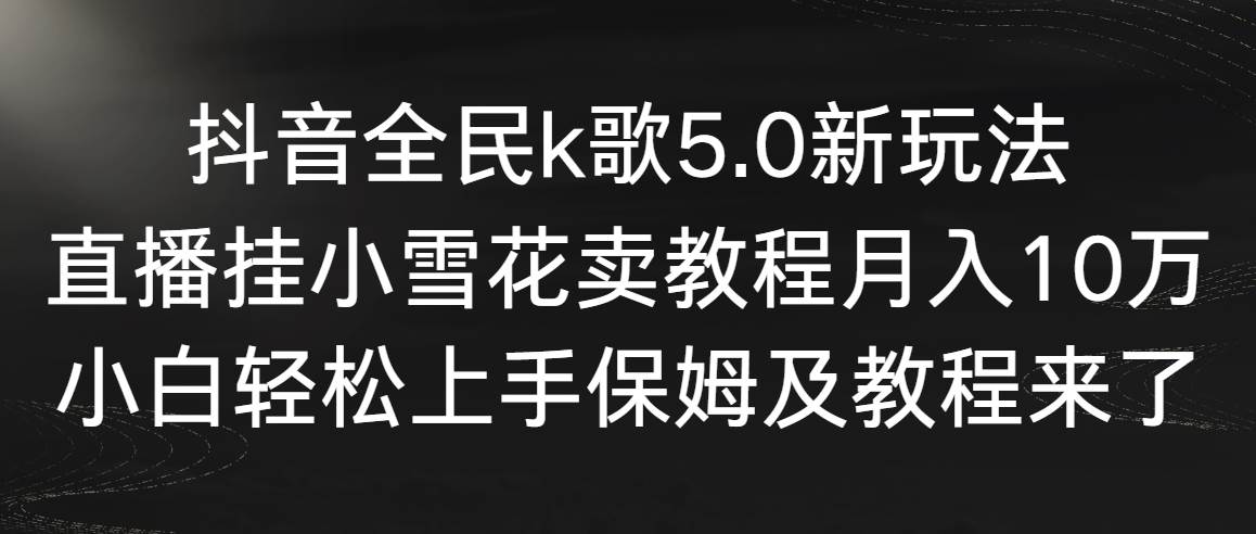 抖音全民k歌5.0新玩法，直播挂小雪花卖教程月入10万，小白轻松上手，保…-码豆资源站