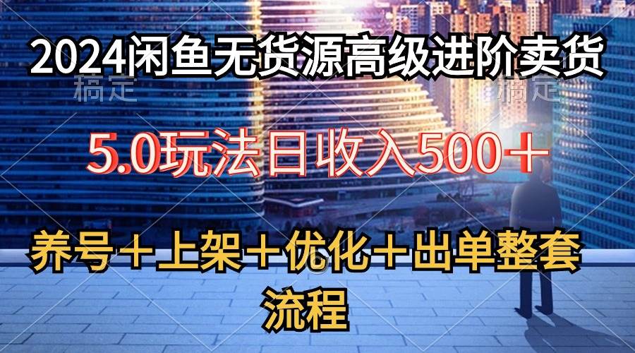 2024闲鱼无货源高级进阶卖货5.0，养号＋选品＋上架＋优化＋出单整套流程-码豆资源站