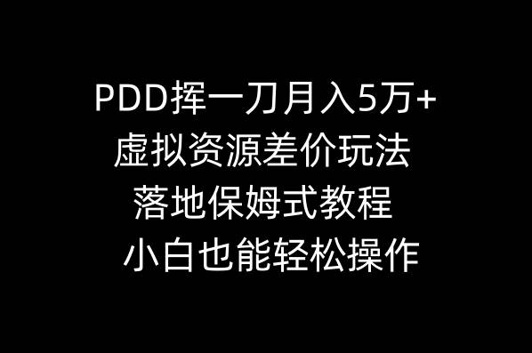 PDD挥一刀月入5万+，虚拟资源差价玩法，落地保姆式教程，小白也能轻松操作-码豆资源站