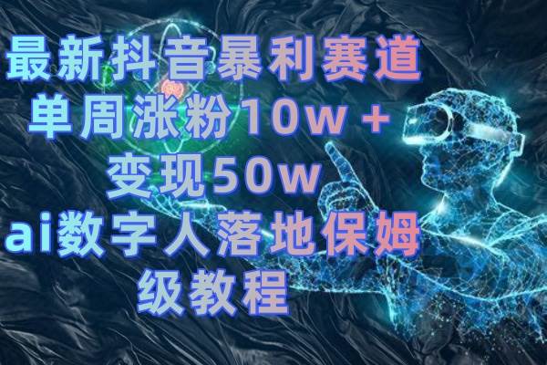 最新抖音暴利赛道，单周涨粉10w＋变现50w的ai数字人落地保姆级教程-码豆资源站