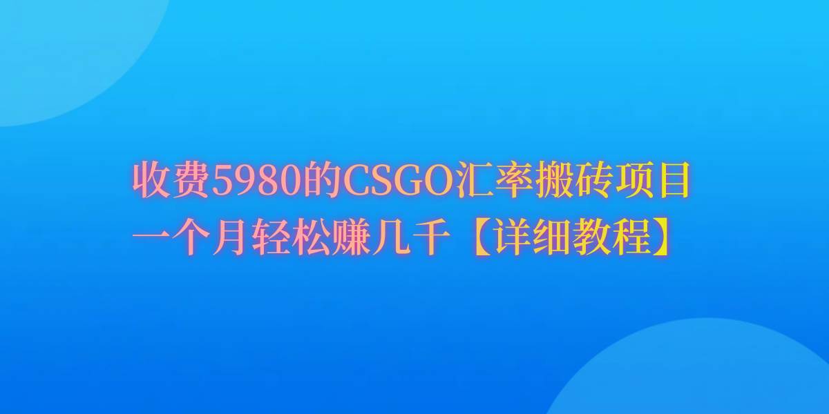 CSGO装备搬砖，月综合收益率高达60%，你也可以！-码豆资源站