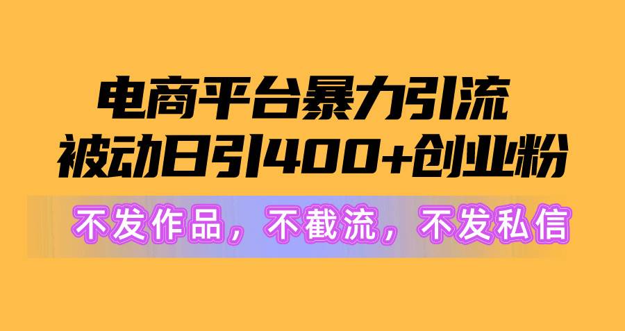 电商平台暴力引流,被动日引400+创业粉不发作品，不截流，不发私信-码豆资源站