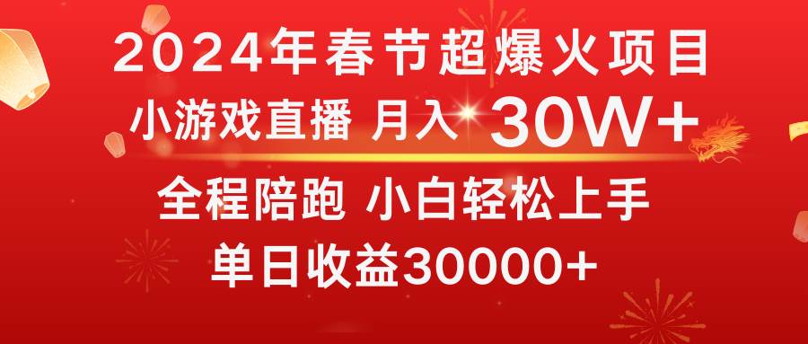龙年2024过年期间，最爆火的项目 抓住机会 普通小白如何逆袭一个月收益30W+-码豆资源站