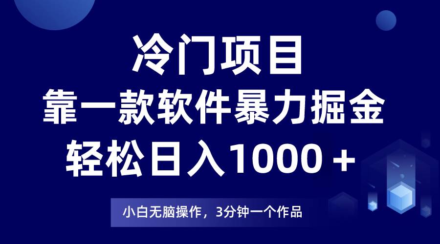冷门项目，靠一款软件暴力掘金日入1000＋，小白轻松上手第二天见收益-码豆资源站