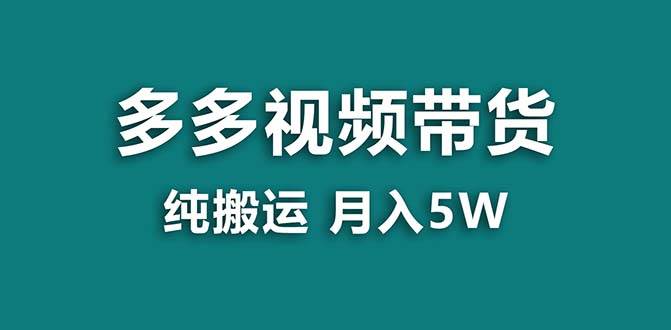 【蓝海项目】拼多多视频带货 纯搬运一个月搞了5w佣金，小白也能操作 送工具-码豆资源站