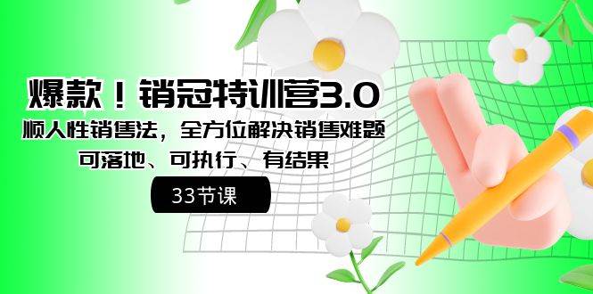 爆款!销冠特训营3.0之顺人性销售法,全方位解决销售难题、可落地、可执行、有结果-码豆资源站