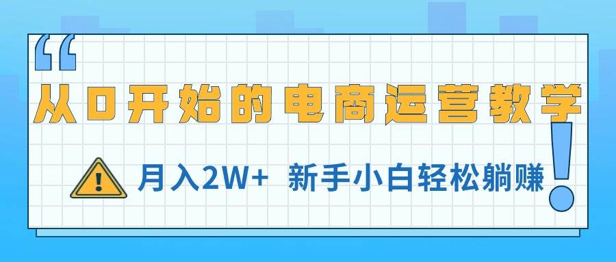 从0开始的电商运营教学，月入2W+，新手小白轻松躺赚-码豆资源站