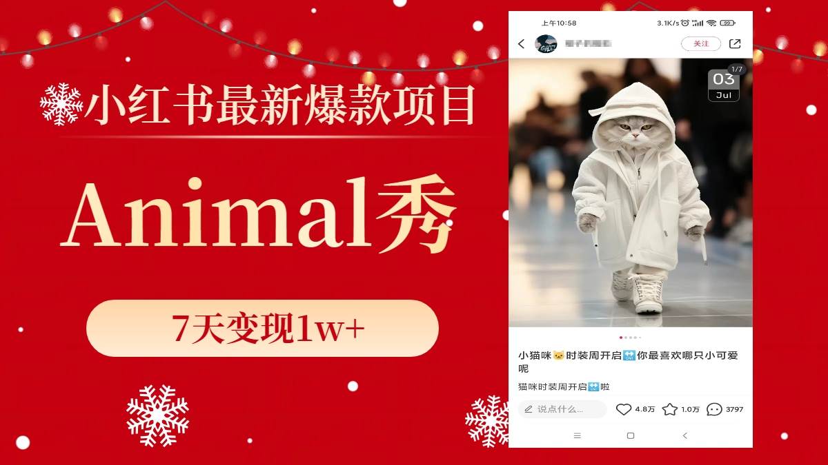 小红书最新爆款项目，Animal秀，7天变现1w+-码豆资源站