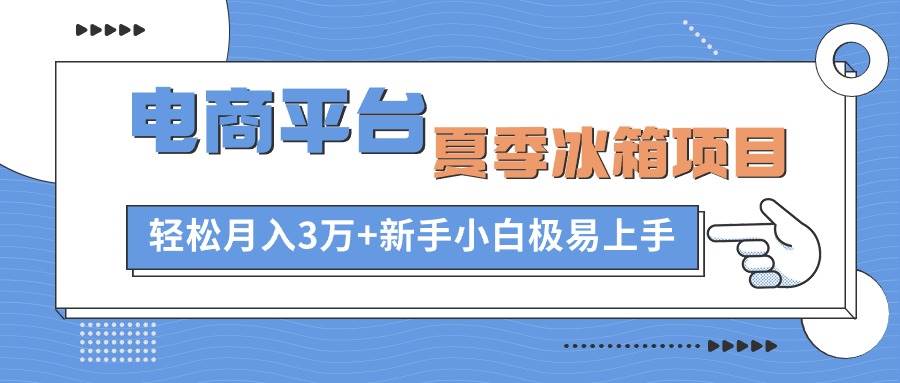 电商平台夏季冰箱项目，轻松月入3万+，新手小白极易上手-码豆资源站