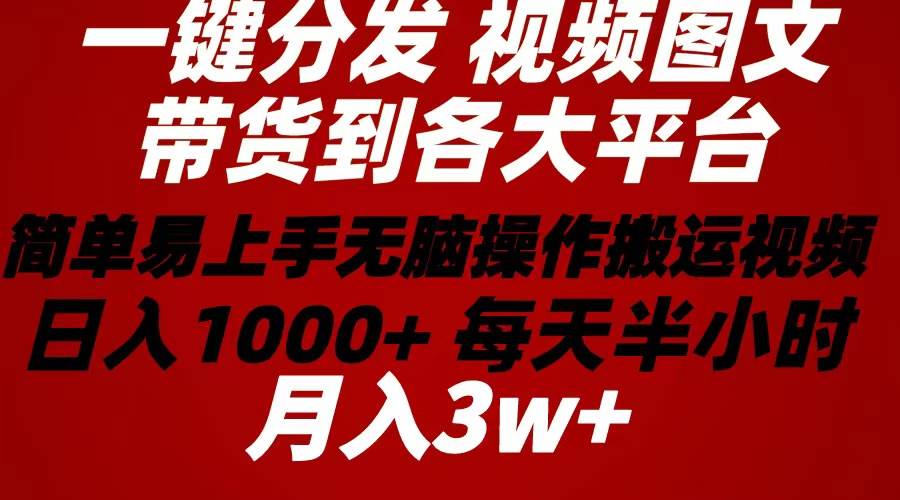 2024年 一键分发带货图文视频  简单易上手 无脑赚收益 每天半小时日入1…-码豆资源站