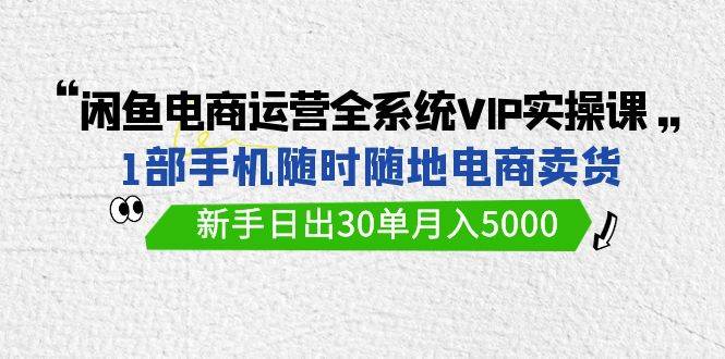 闲鱼电商运营全系统VIP实战课，1部手机随时随地卖货，新手日出30单月入5000-码豆资源站