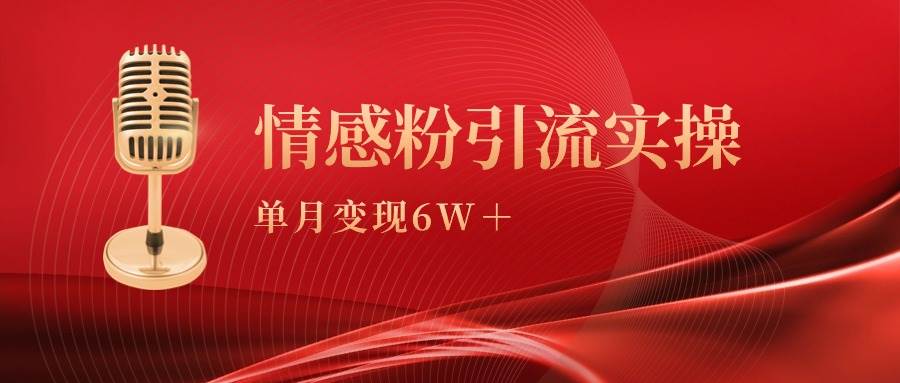 单月变现6w+,情感粉引流变现实操课-码豆资源站