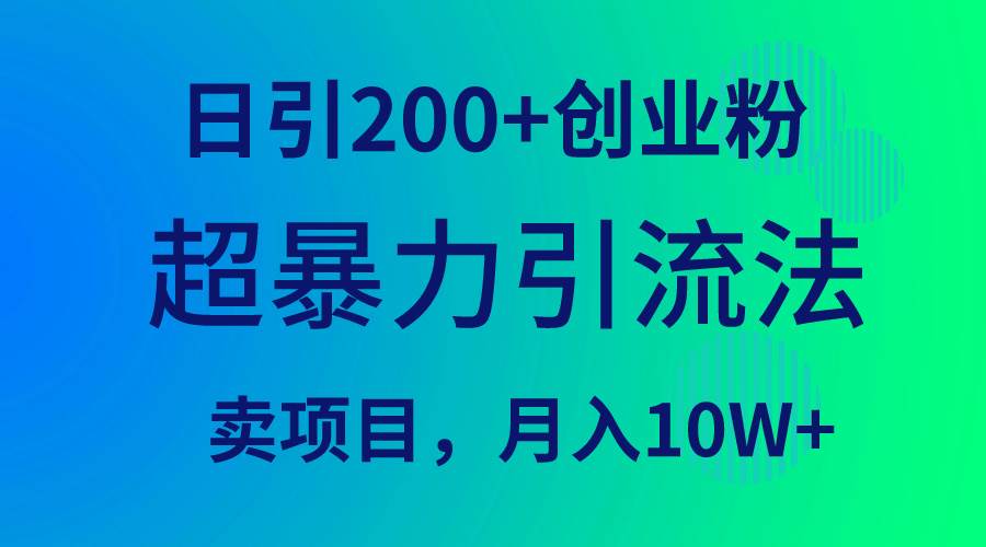 超暴力引流法，日引200+创业粉，卖项目月入10W+-码豆资源站