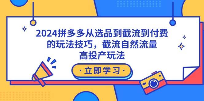 2024拼多多从选品到截流到付费的玩法技巧，截流自然流量玩法，高投产玩法-码豆资源站
