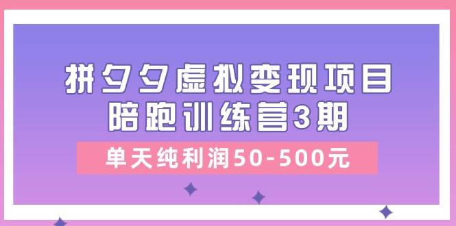 某收费培训《拼夕夕虚拟变现项目陪跑训练营3期》单天纯利润50-500元-码豆资源站