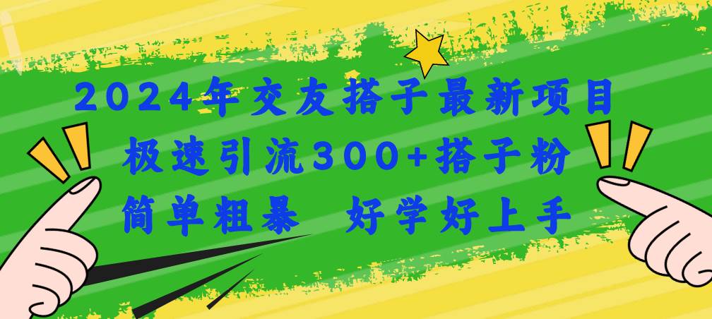 2024年交友搭子最新项目，极速引流300+搭子粉，简单粗暴，好学好上手-码豆资源站