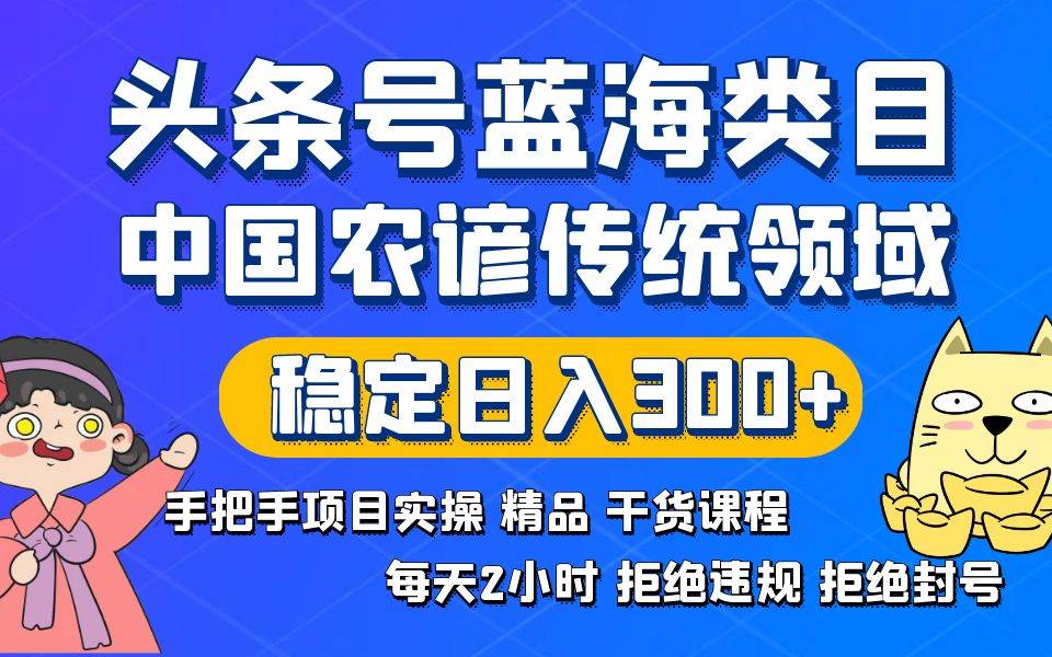 头条号蓝海类目传统和农谚领域实操精品课程拒绝违规封号稳定日入300+-码豆资源站