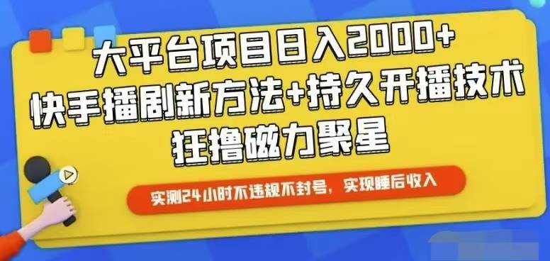 快手24小时无人直播，真正实现睡后收益-码豆资源站