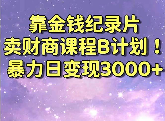 靠金钱纪录片卖财商课程B计划！暴力日变现3000+，喂饭式干货教程！-码豆资源站