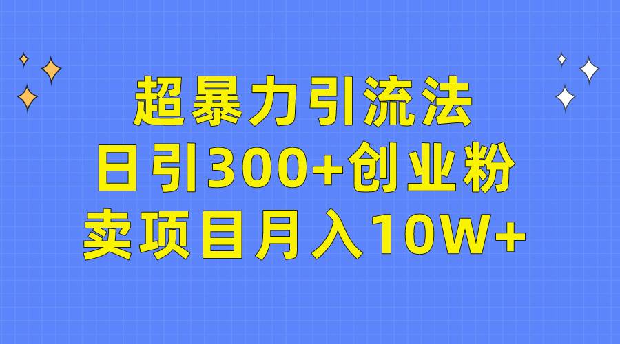 超暴力引流法，日引300+创业粉，卖项目月入10W+-码豆资源站